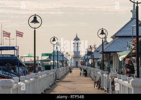 Koh Chang, Thialand - December 18, 2018: Lighthouse on Bang Bao pier on Koh Chang Island in Thailand Stock Photo