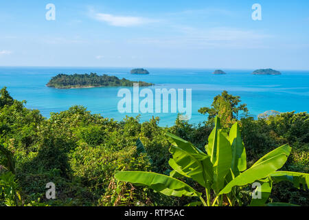 Beautiful tropical island landscape. View from Koh Chang to Koh Man Nai Stock Photo