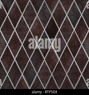 Seamless rusty metal pattern, Old rusty metal wallpaper texture, rhombus shape Stock Photo