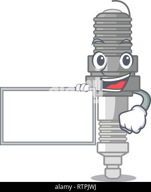 With board spark plug in the character shape Stock Vector