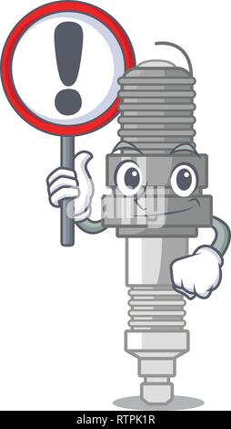 With sign spark plug in the character shape Stock Vector