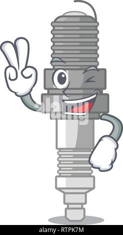 Two finger spark plug in a cartoon box Stock Vector