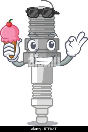 With ice cream spark plug in a cartoon box Stock Vector