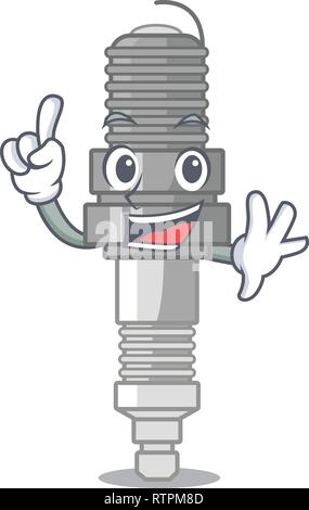 Finger miniature spark plug in cartoon shape Stock Vector