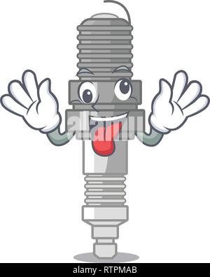 Crazy miniature spark plug in cartoon shape Stock Vector