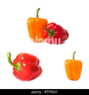 Colorful chili peppers on white background Stock Photo