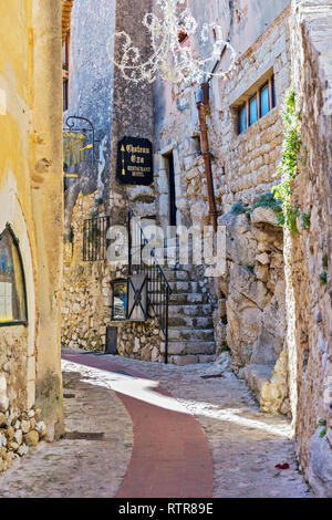 EZE, FRANCE - OCTOBER 29, 2014: Narrow street in the old town Stock Photo