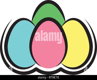 colorful eggs easter symbol logo icon Stock Vector