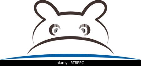 hippo line icon vector sign element Stock Vector