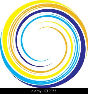 spiral circle wave sun and water ocean Stock Vector