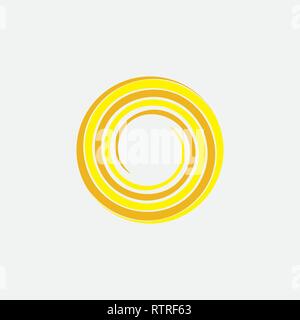 yellow spiral sun stylized icon vector Stock Vector