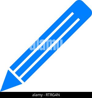 Pencil symbol icon - blue simple, isolated - vector illustration Stock Vector