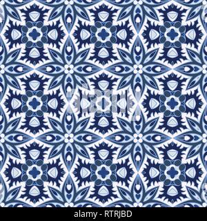 Delicate blue and white seamless pattern. Classic ornament in Oriental style. Vector illustration. Stock Vector