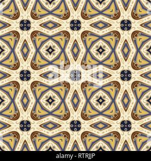 Bright seamless pattern in ethnic style. Ornament of symmetrical elements for the decor. Vector illustration. Stock Vector