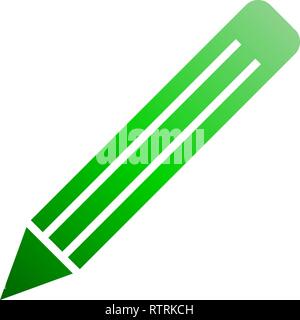 Pencil symbol icon - green gradient, isolated - vector illustration Stock Vector
