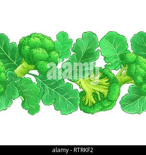 broccoli vector pattern on white background Stock Vector