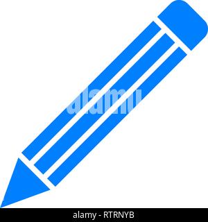 Pencil symbol icon - blue simple, isolated - vector illustration Stock Vector