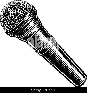 Microphone Vintage Woodcut Engraved Style Stock Vector