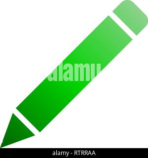Pencil symbol icon - green gradient, isolated - vector illustration Stock Vector
