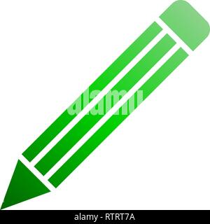 Pencil symbol icon - green gradient, isolated - vector illustration Stock Vector