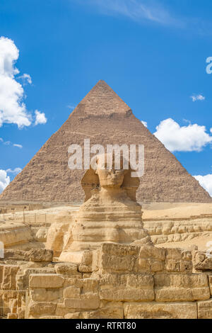 The Sphinx and Pyramid,Cairo,Egypt Stock Photo