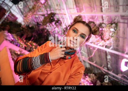 Pleasant nice woman posing for a photo Stock Photo
