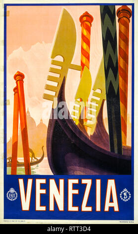 Venice, Venezia, vintage travel poster, circa 1930 Stock Photo