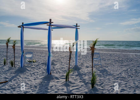 Set up for a wedding on the beach before the event Stock Photo