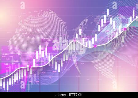 Stock market or forex trading graph chart suitable for financial investment concept. Economy trends background for business idea. Abstract finance Stock Vector