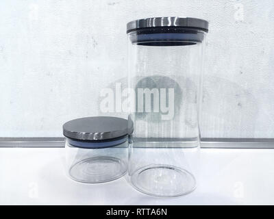 empty spice jars isolated on a white background Stock Photo - Alamy