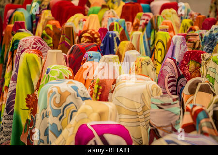 colourful traditional sari fabric in shop in Little India, Kuala Lumpur Malaysia Stock Photo