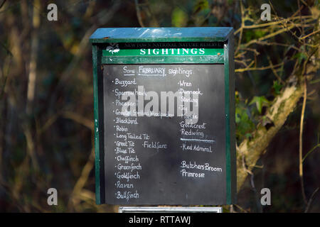 Bird,reporting, sign,board, Newtown, Nature,Reserve, Isle of Wight, England, UK, Stock Photo