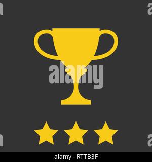 Vector winner cup flat icon. Golden symbol of win Stock Vector