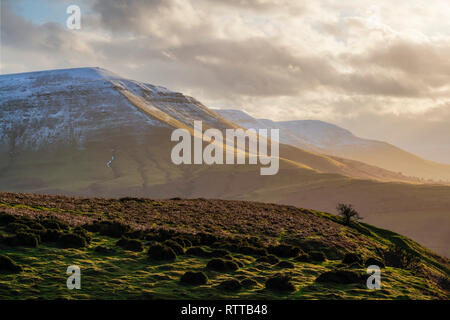 Hay Bluff topped with snow in the evening winter sunshine Stock Photo