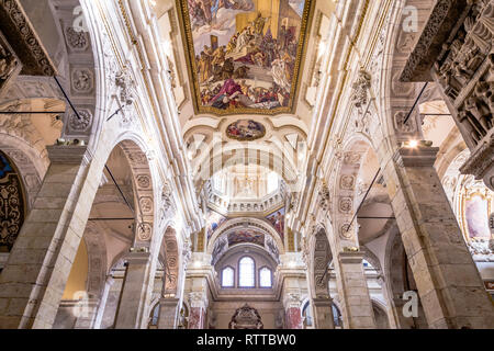 Cagliari, Sardinia island Italy - December 12, 2019: Interior Cathedral of Saint Mary of the Assumption and Saint Cecilia in Cagliari, Sardina Stock Photo