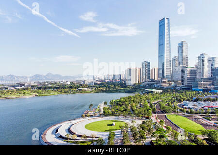 Skyline of Shenzhen Bay and Buildings. New Property Development and Urban Park. Stock Photo