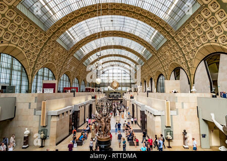 Musée d'Orsay , the museum building was originally a railway station, Gare d'Orsay, and now houses a world class collection of art in Paris, France Stock Photo