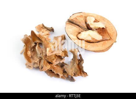 Partitioning of walnut isolated on white background Stock Photo