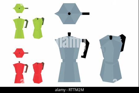 Coffee Pot simple variable colored Stock Vector