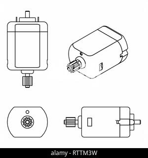DC Motor colored. Outline only. Stock Vector