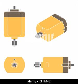 DC Motor colored. Without outline. Stock Vector