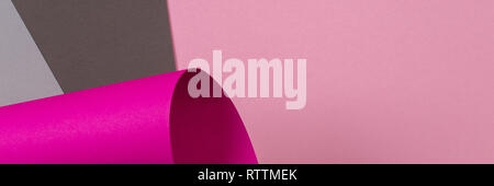 Abstract colorful background. Pastel pink and gray paper in geometric shape Stock Photo
