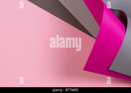 Abstract colorful background. Pastel pink and gray paper in geometric shape Stock Photo
