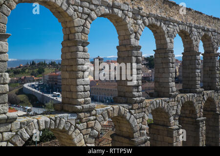 Ancient aqueduct Segovia Spain Stock Photo