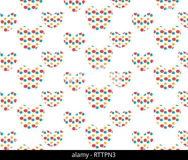 a set of hearts symmetrical image, in the hearts of small colored details Stock Vector