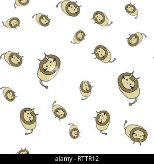 Seamless pattern of cartoon bunnies denoting zodiac signs. Vector illustration on white background. Stock Vector