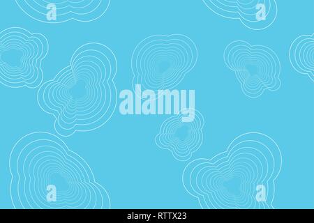 Seamless, abstract background pattern made with organic shaped repeated lines in clouds abstraction. Cute, playful vector art in blue color. Stock Vector