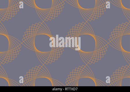 Seamless, abstract background pattern made with repeated eye shaped geometric forms. Decorative and modern vector art in yellow and blue colors. Stock Vector