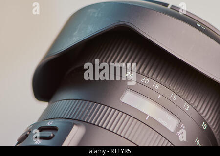 macro color photo of the scale of a wide angle lens Stock Photo