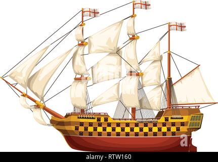 old ship isolated Stock Vector